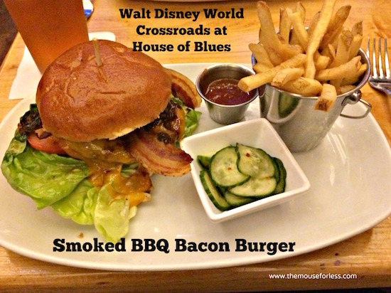 Smoked BBQ Bacon Burger at Crossroads at House of Blues Menu from Disney Springs West Side #DisneyDining #DisneySprings