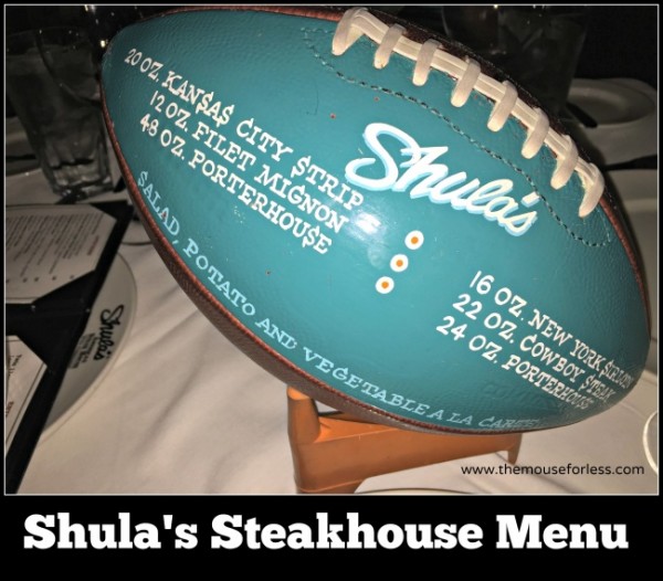 Shula's Steak House menu