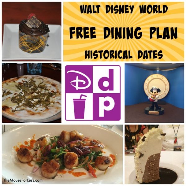 Dates historiques pour Disney Free Dining / Walt Disney World Resort
