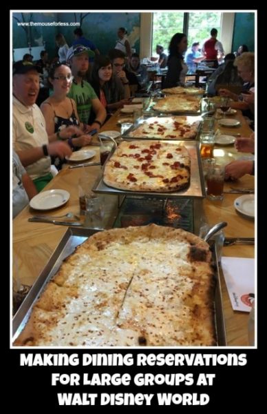 Tips for making dining reservations for large groups at Walt Disney World