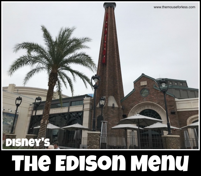 The Edison Menu Disney Springs at Walt Disney World