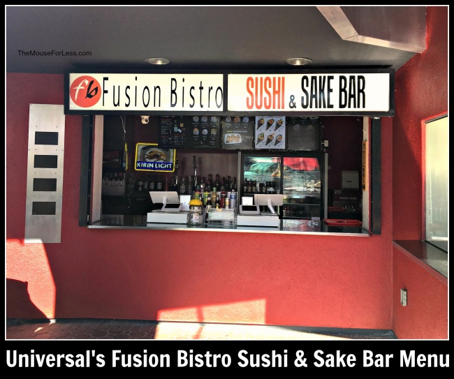 Universal's Fusion Bistro Sushi & Sake Bar Menu