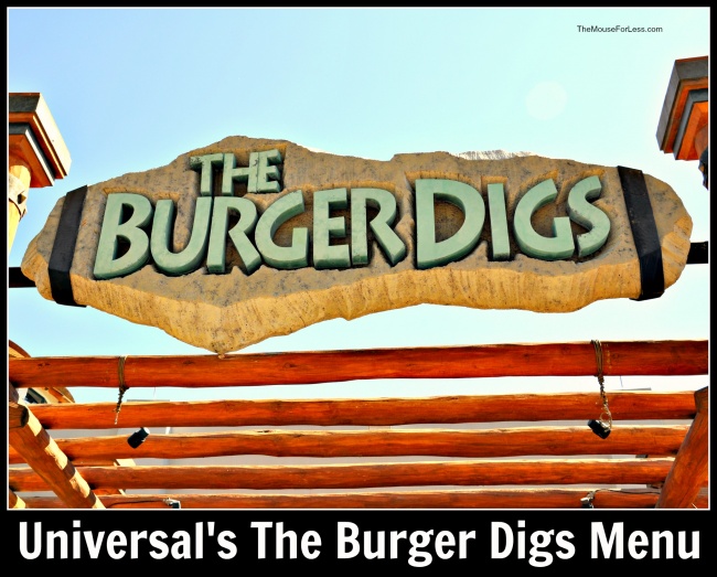 Universal's The Burger Digs Menu