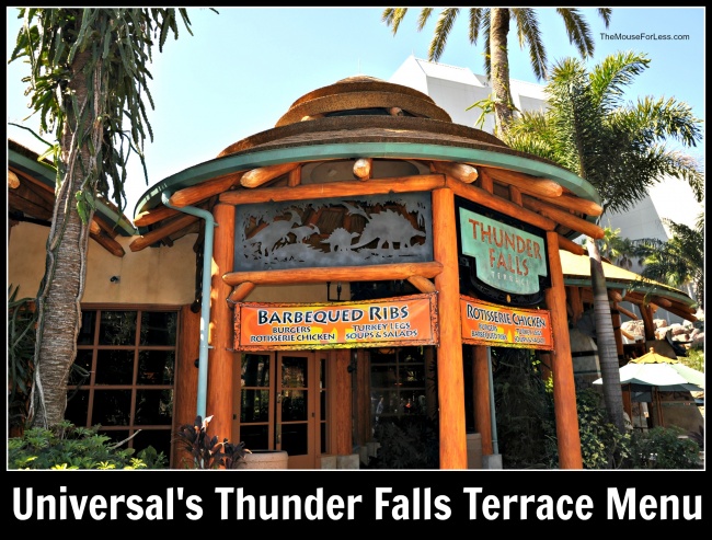 Universal's Thunder Falls Terrace Menu