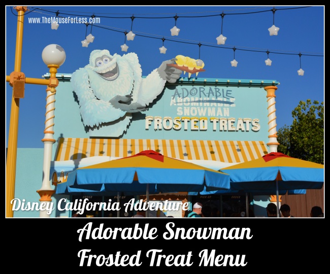 2023 Adorable Snowman Menu Disney California Adventure