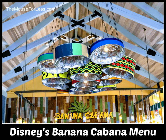 2023 Banana Cabana Menu Disney's Caribbean Beach Resort