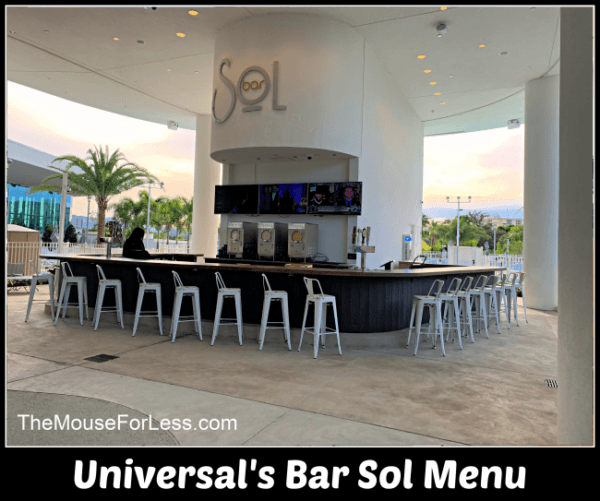 Universal's Bar Sol Menu