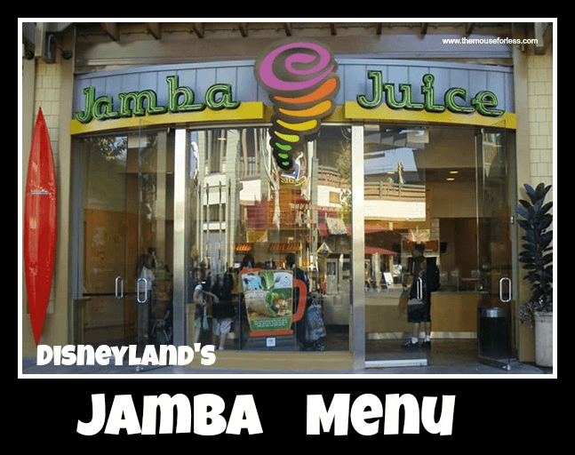 2023 Jamba Menu Downtown Disney at Disneyland Resort