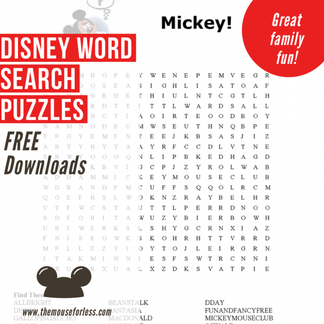 Disney Word Search Puzzles To Download And Print More Fun