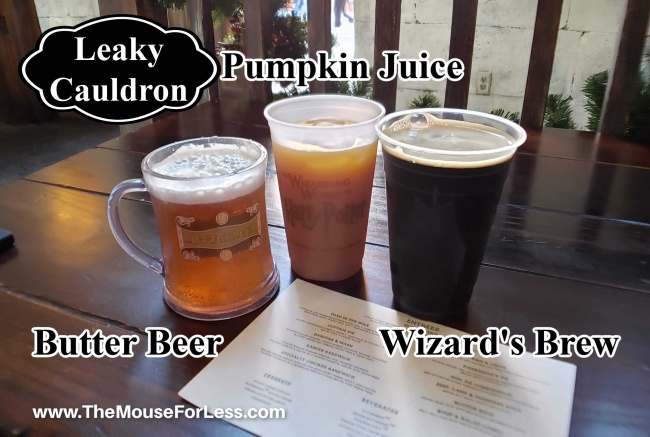 Leaky Cauldron Menu Drinks