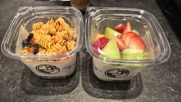 The Sketch Pad Cafe fruit cup & pasta salad