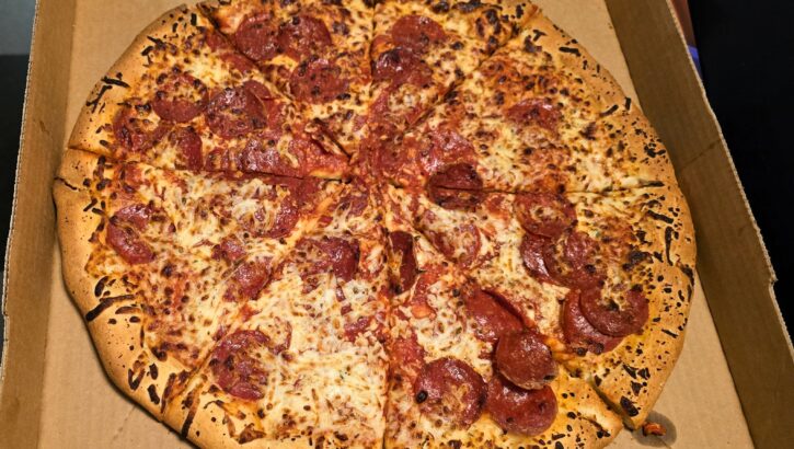 Sassagoula Pepperoni Pizza - you can get a whole pizza for two quick-service meal credits